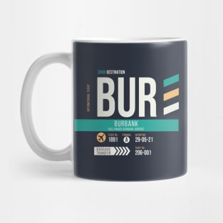 Burbank Hollywood (BUR) Airport Code Baggage Tag Mug